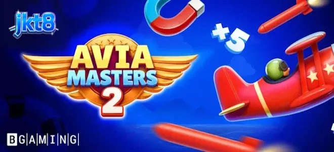 Tampilan layar permainan slot Aviamasters 2 dengan elemen visual pesawat dan simbol booster.